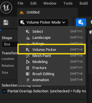Vol. Pick button in toolbar