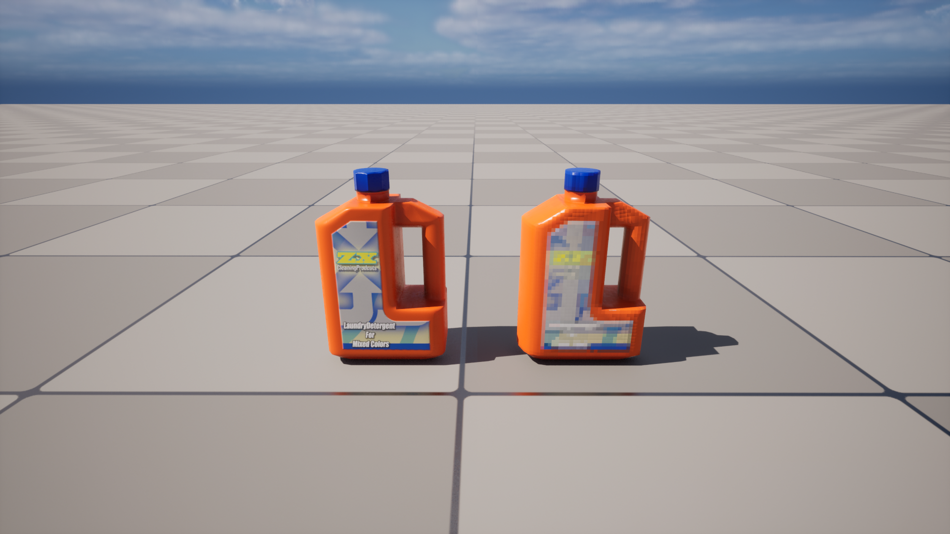 A texture before and after retro point-sampling and resolution clamp