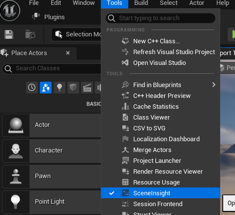 Tools → SceneInsight menu entry